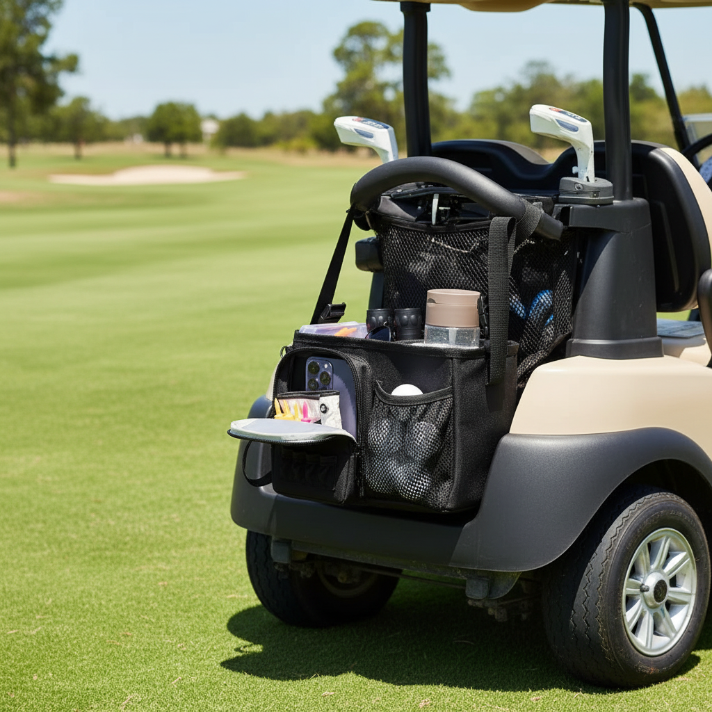 Golf Cart Storage Organizer with Cup Holder